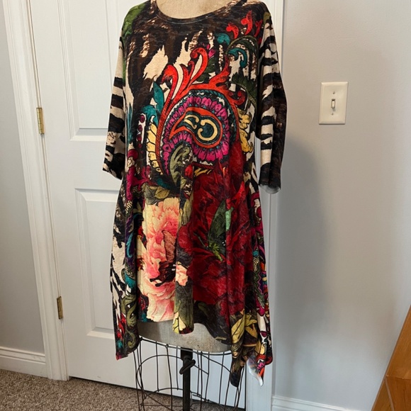 Amma Mini Dress, Tunic, XL Colorful Long Sleeve Gypsy Flowy Bohemian Lig… - Picture 3 of 8